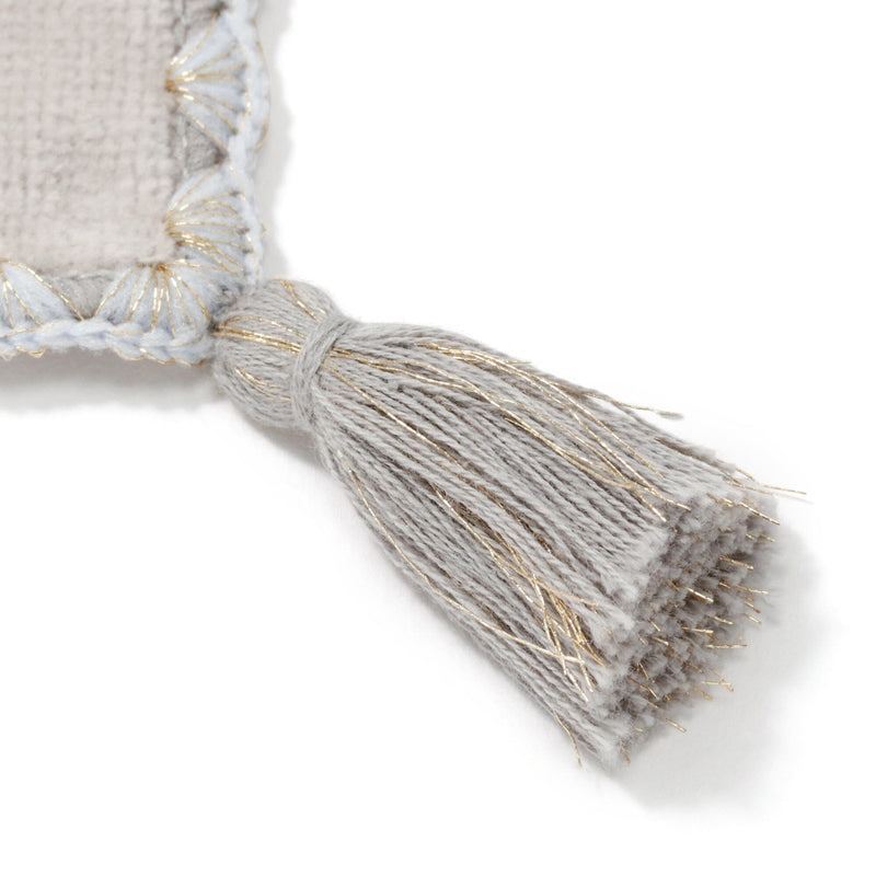 Initial Handkerchief Towel Flower Y  Light Gray