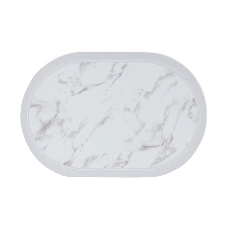 Soft Bath Mat with Diatomaceous Earth Oval Marble Grey