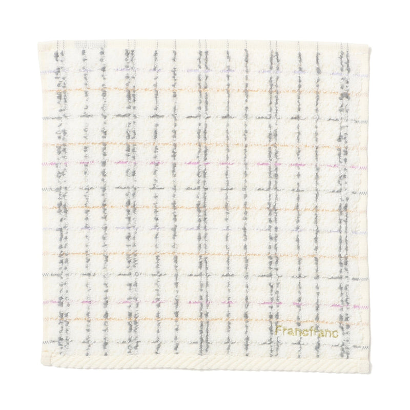 Antibacterial and deodorizing tweed pattern handkerchief towel, white