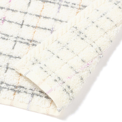 Antibacterial and deodorizing tweed pattern handkerchief towel, white