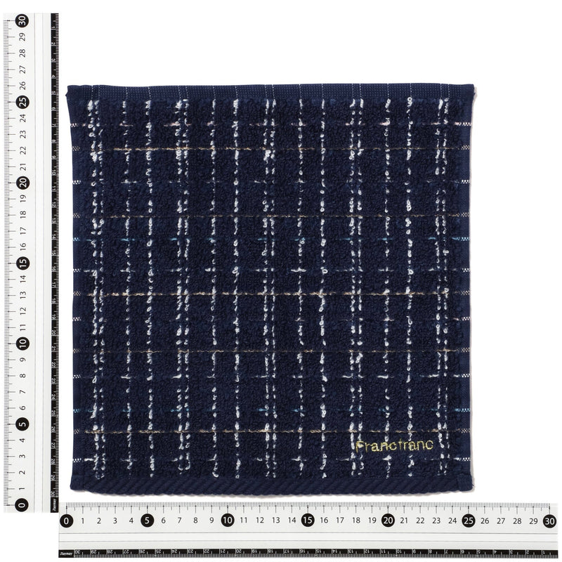 Antibacterial and deodorizing tweed pattern handkerchief towel, navy