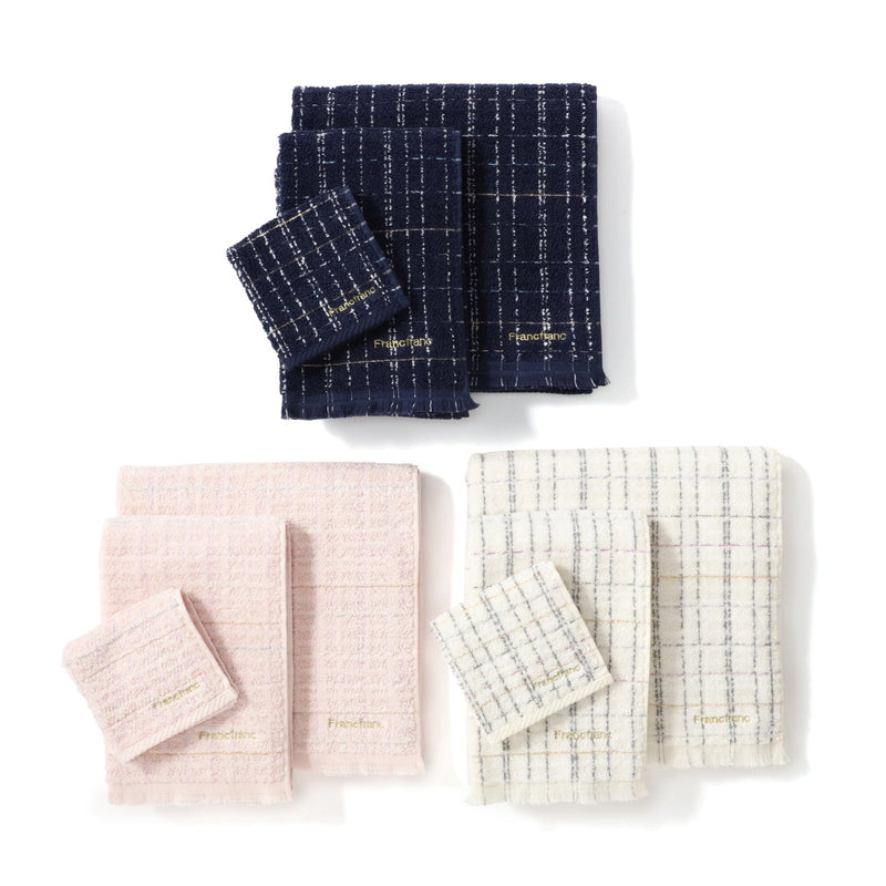 Antibacterial and deodorizing tweed pattern handkerchief towel, navy