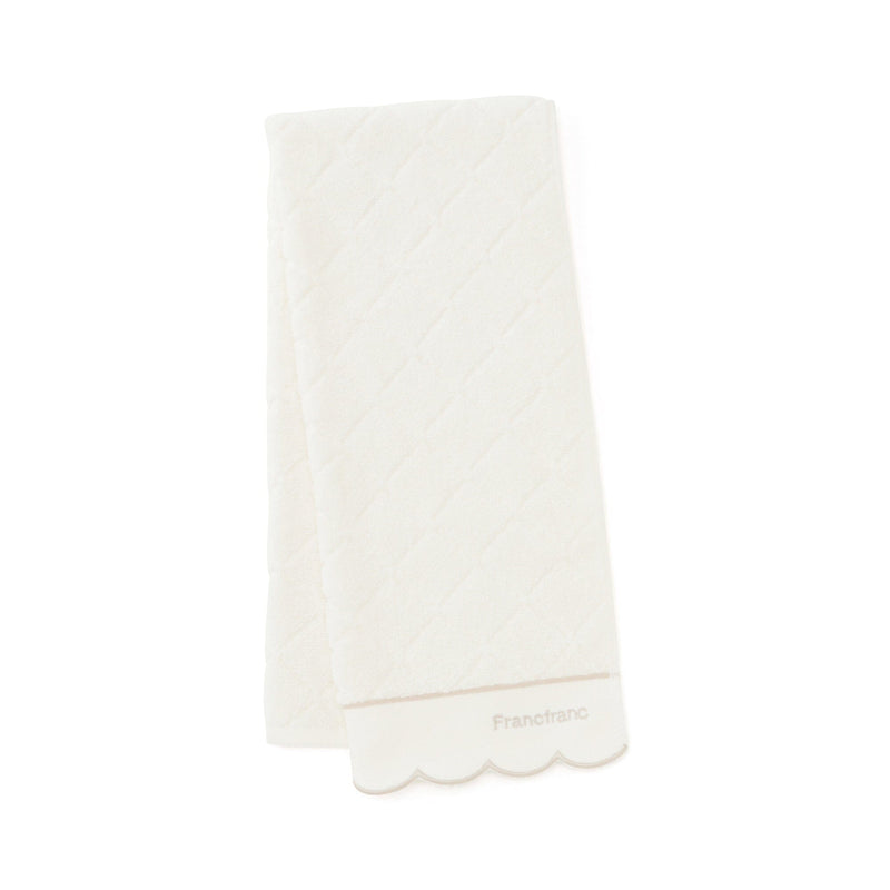 Antibacterial And Deodorizing Quilt Scallop Face Towel, Ivory