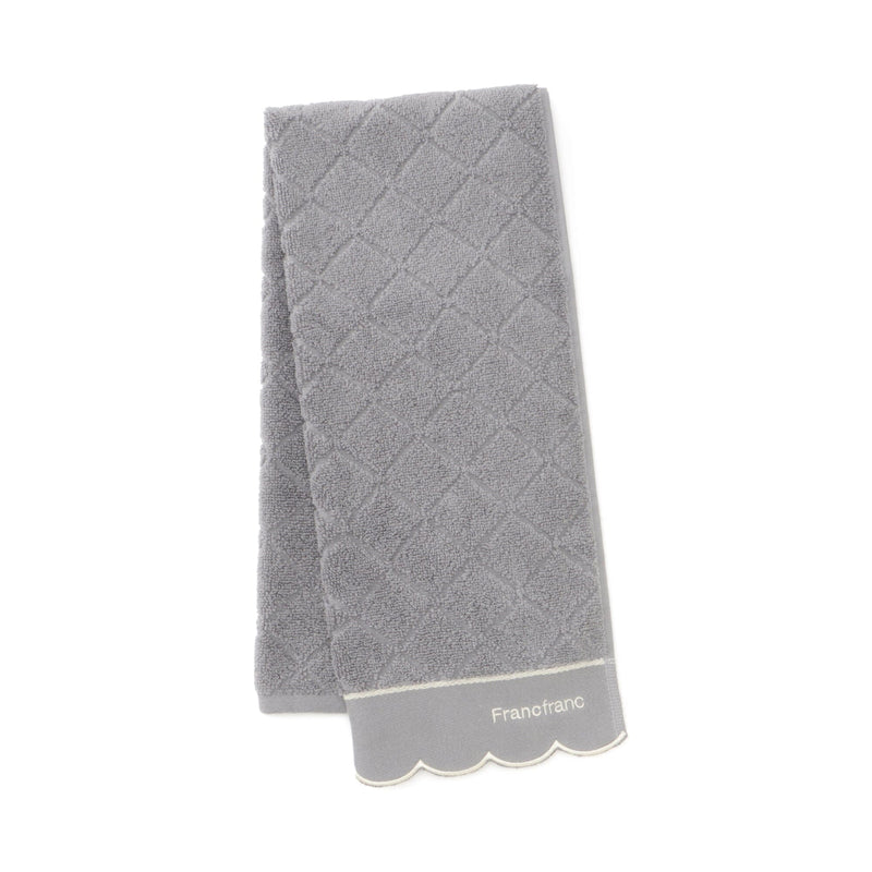 Antibacterial And Deodorizing Quilt Scallop Face Towel, Grey