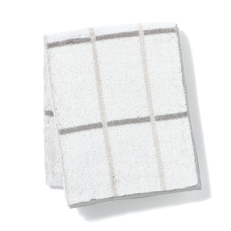 Mini Bath Towel Plaid  Light Gray