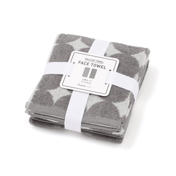 Vale Set Face Towel Dot Gray
