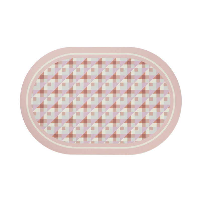 Diatomaceous Earth Soft Bath Mat Oval Soft Geometric Pink