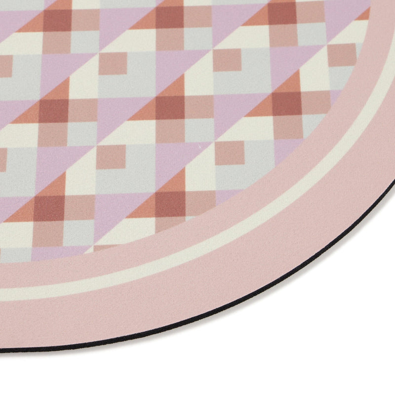 Diatomaceous Earth Soft Bath Mat Oval Soft Geometric Pink