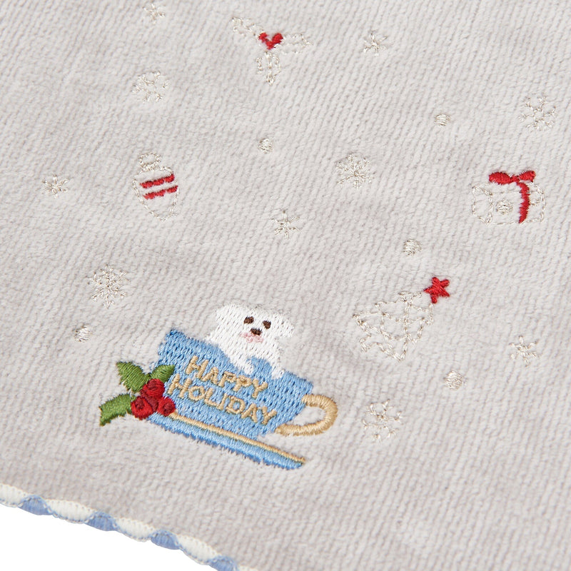 Christmas Handkerchief & Snow Globe Set Tree Light Blue