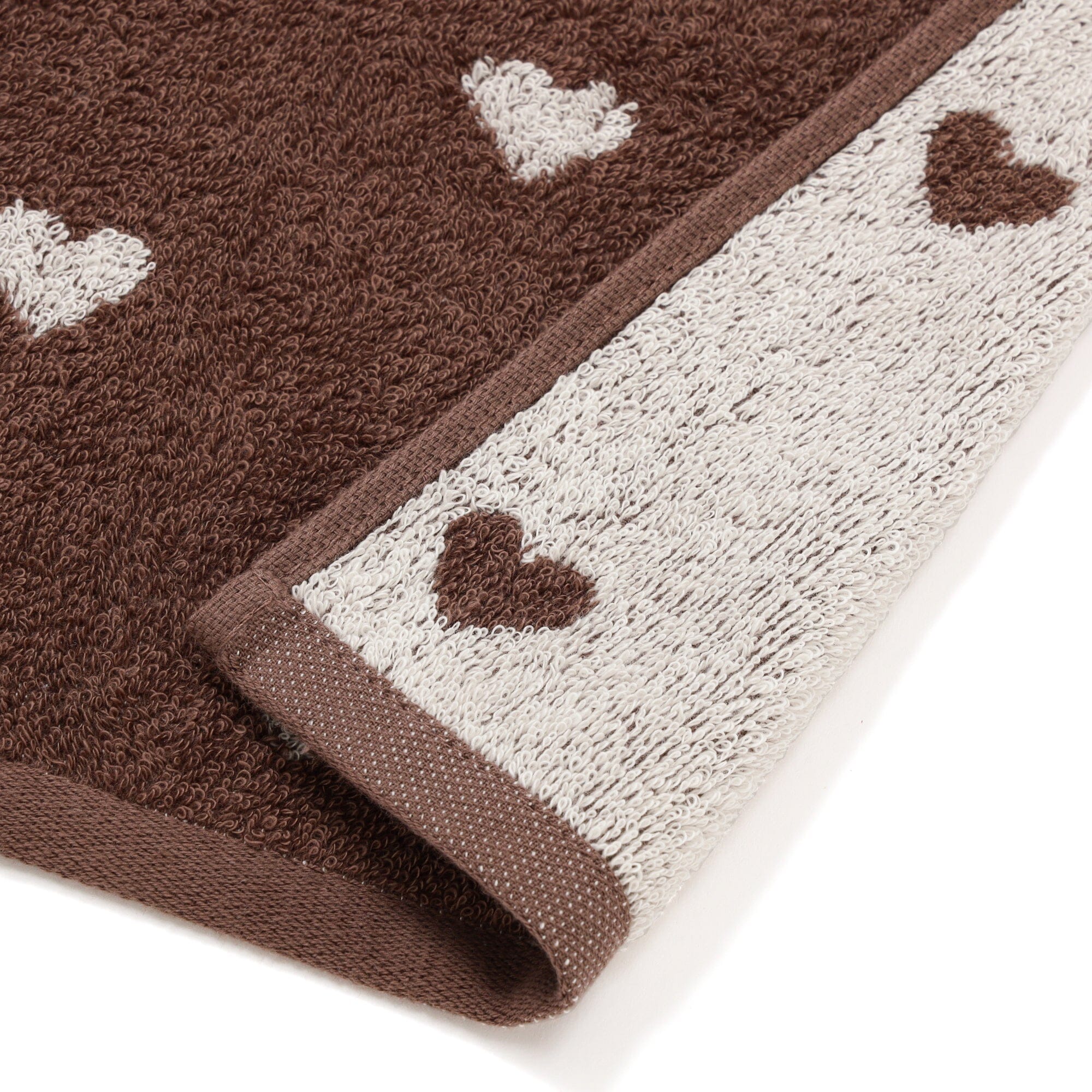 Vale Set Bath Towel Mini Heart Brown