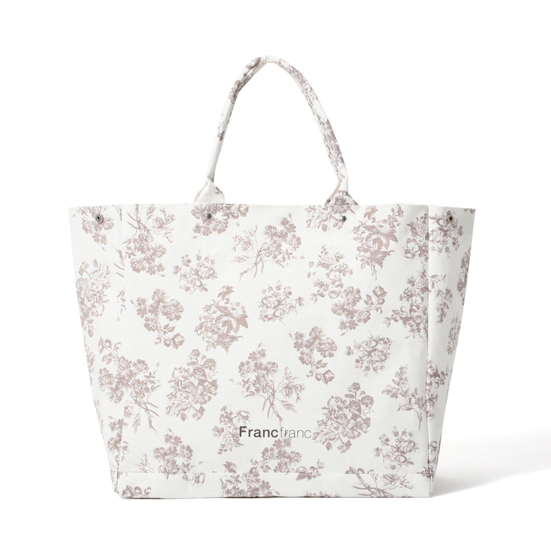 Logo Tote Bag Classic Flower Large Beige