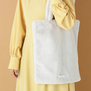 Logo Tote Bag Fur Small Ivory