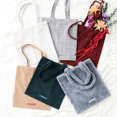 Logo Tote Bag Corduroy Small Beige