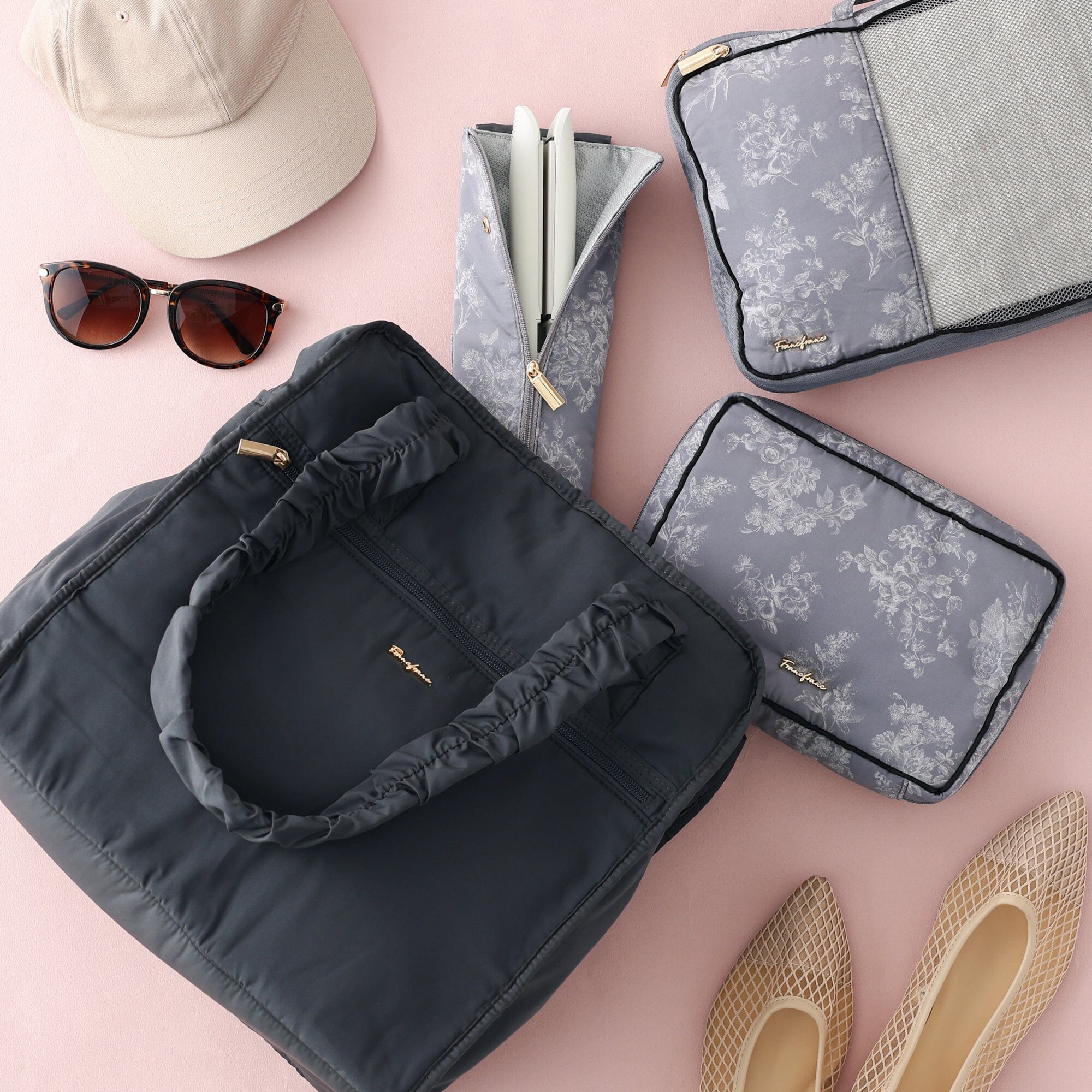 Classic Flower Travel Bag S Dark Gray