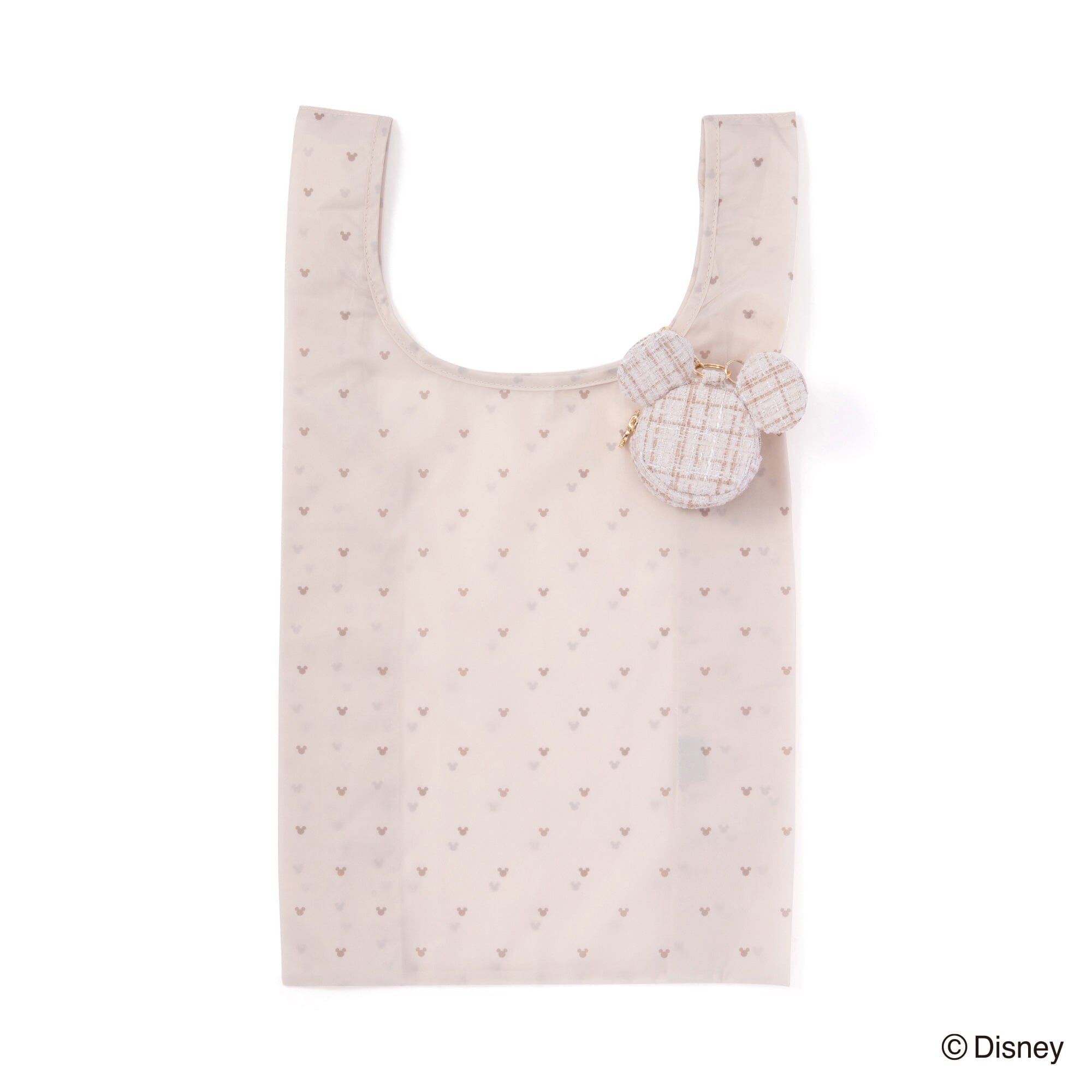 Disney Mickey Face Bag Charm Eco Bag Beige