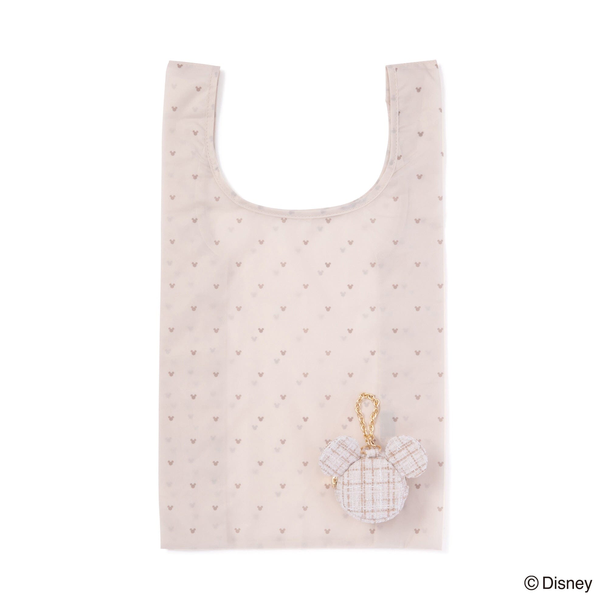 Disney Mickey Face Bag Charm Eco Bag Beige