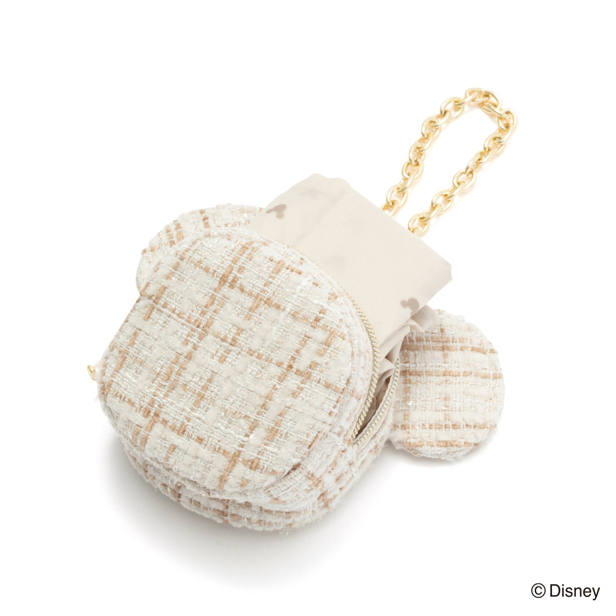 Disney Mickey Face Bag Charm Eco Bag Beige
