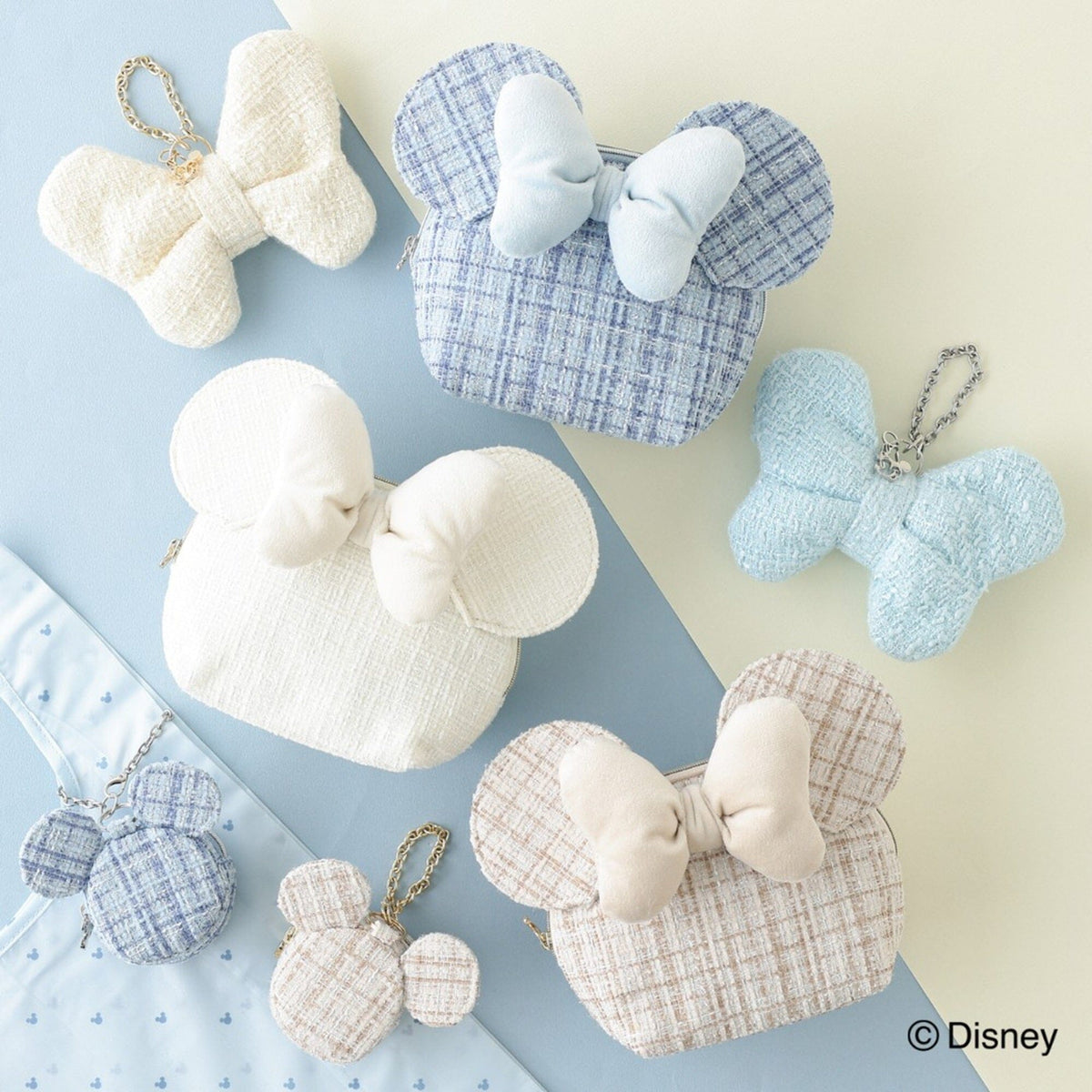 Disney Mickey Face Bag Charm Eco Bag Light Blue