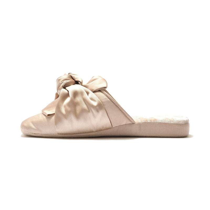 Crushed Velor X Satin Room Shoes Beige