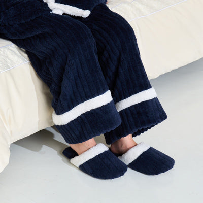 Warm Fleece Room Shoes For Men Navy