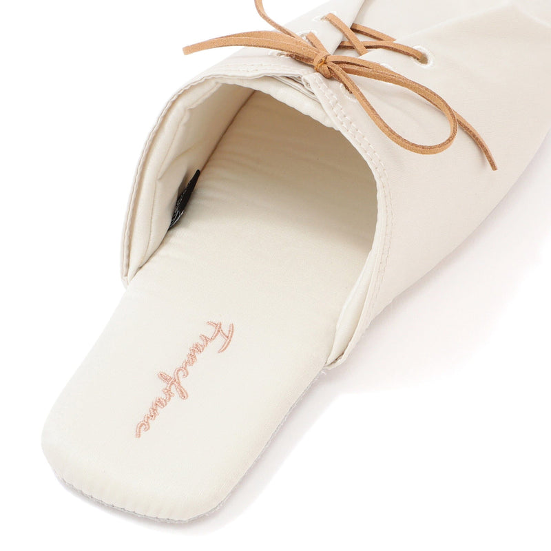 Satin Laceup Room Shoes Ivory