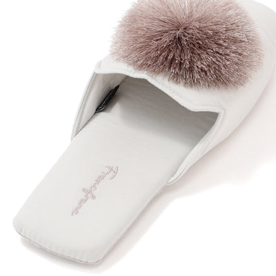 Round Tassel Room Shoes Light Gray