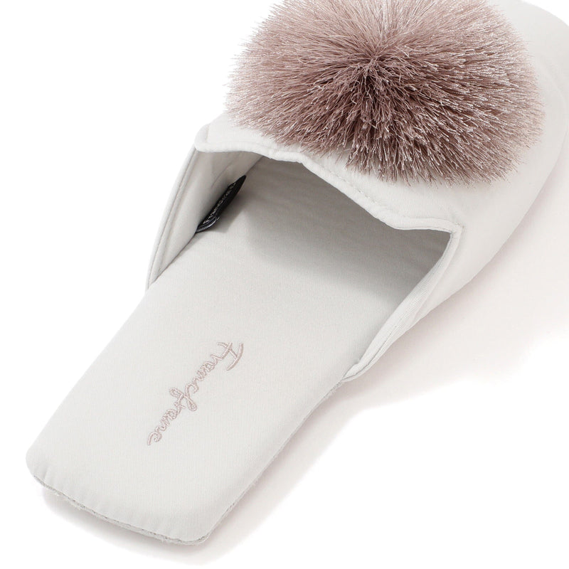 Round Tassel Room Shoes Light Gray