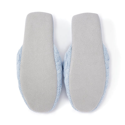 Cable Knit Room Shoes Light Blue