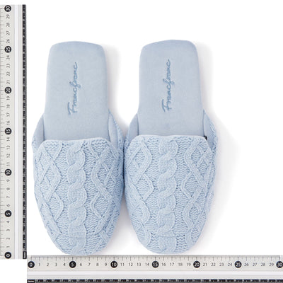 Cable Knit Room Shoes Light Blue