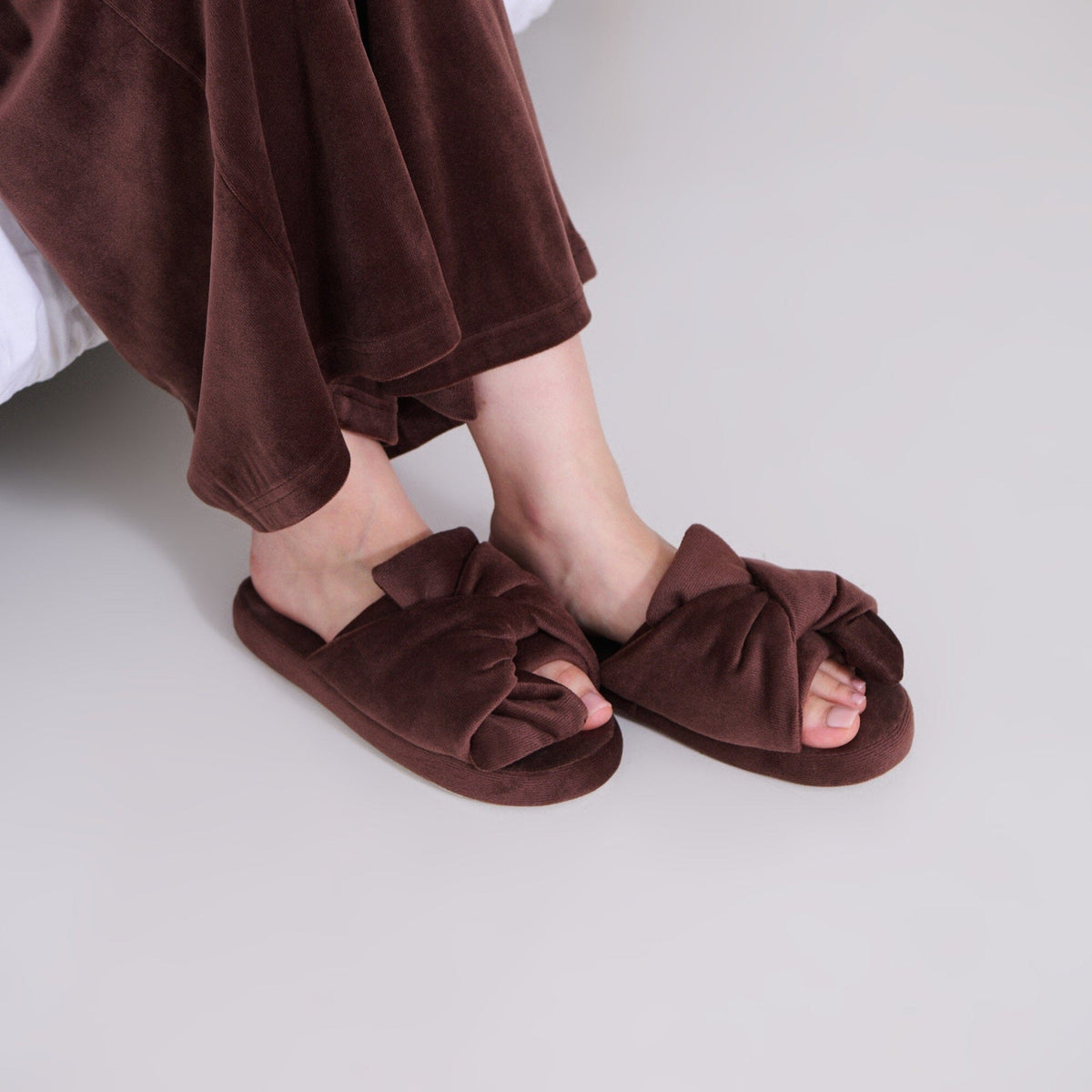 Smooth Velour Room Shoes Brown