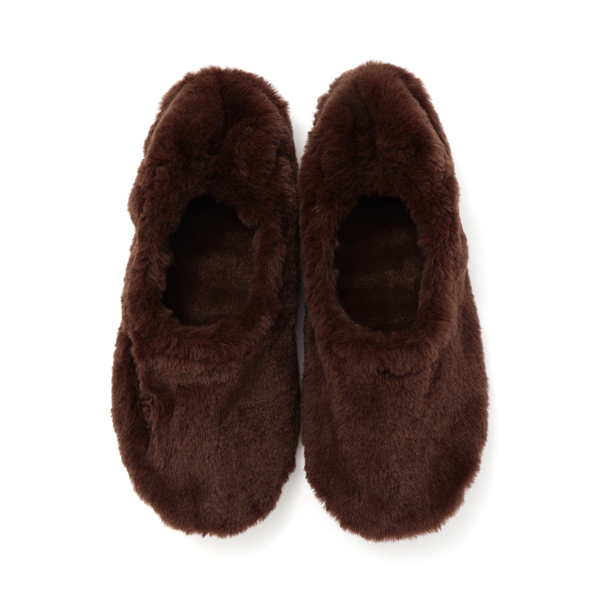 Pocketable Eco Fur Room Shoes Brown