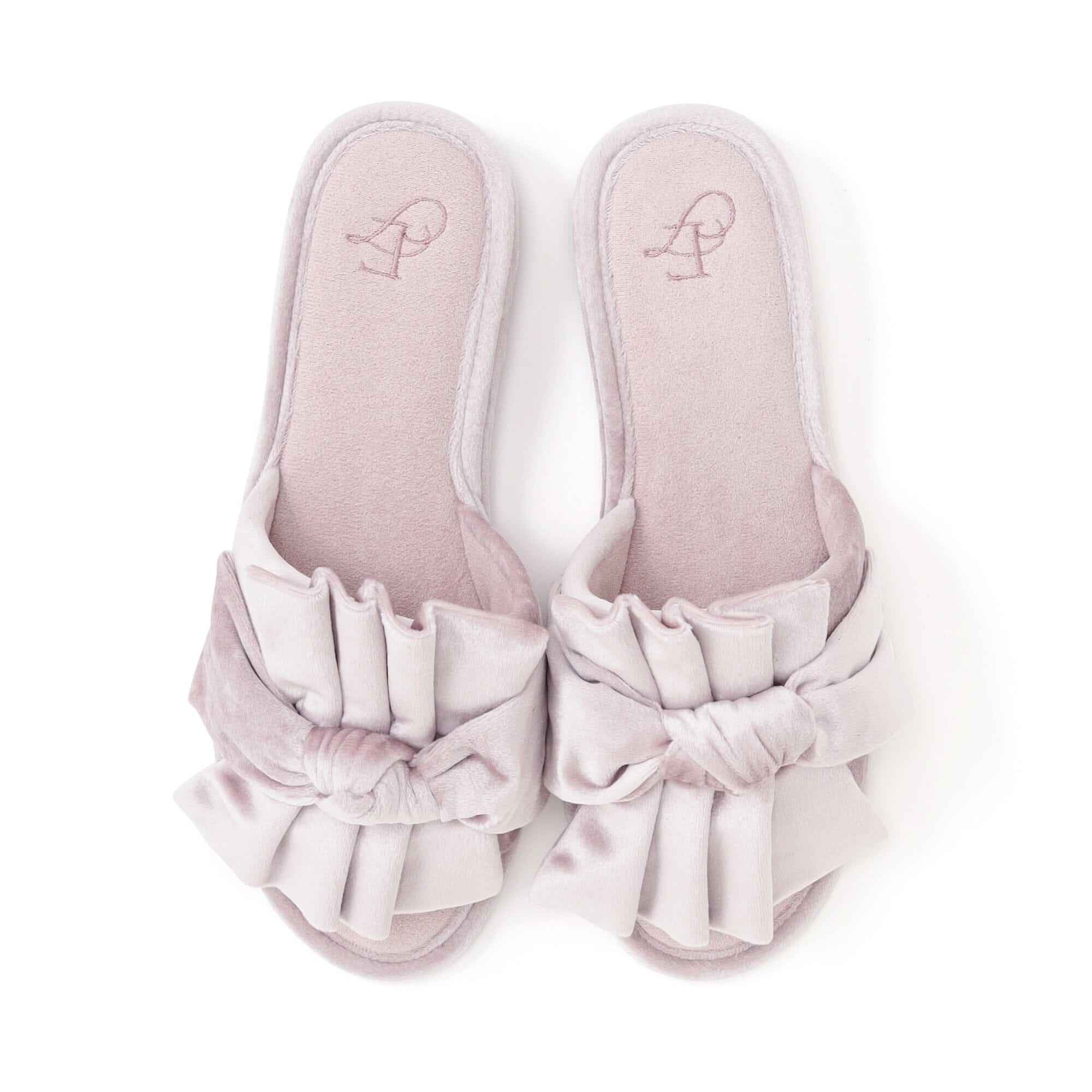 Velour Ribbon Room Shoes  Pink
