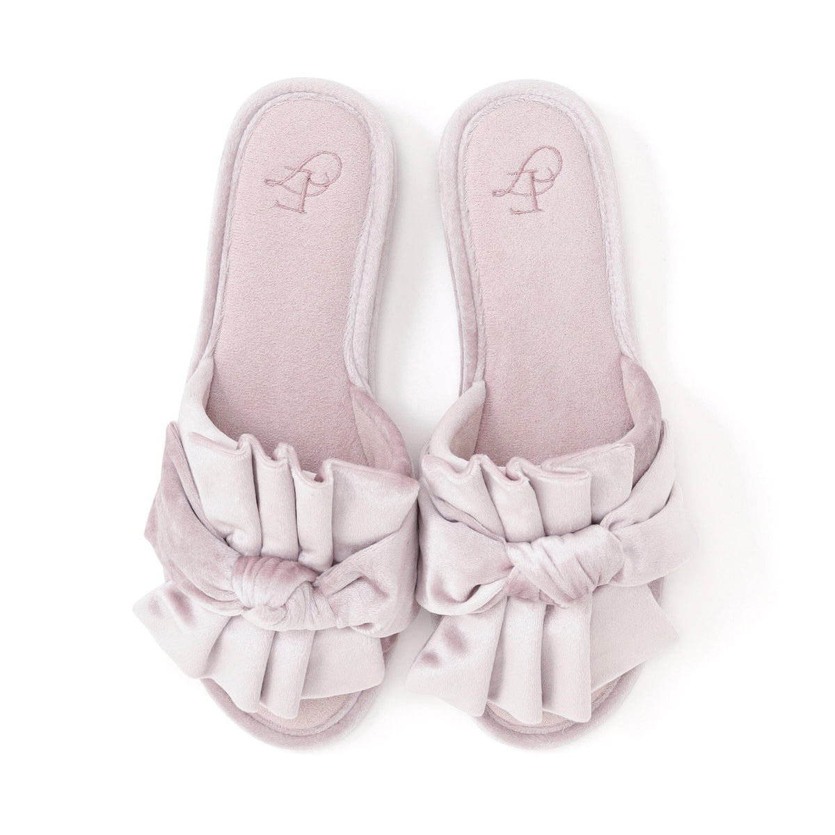 Velour Ribbon Room Shoes  Pink