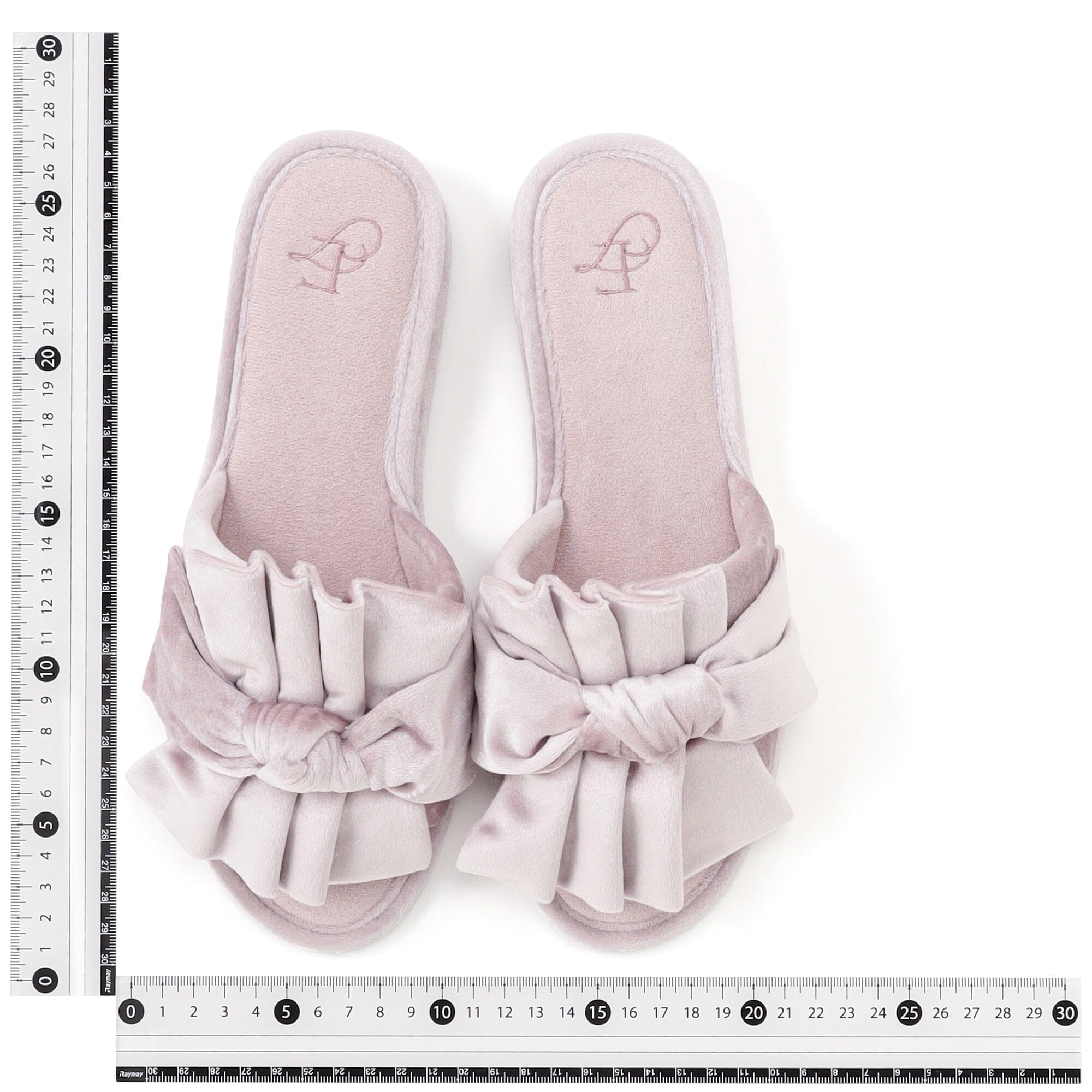 Velour Ribbon Room Shoes  Pink