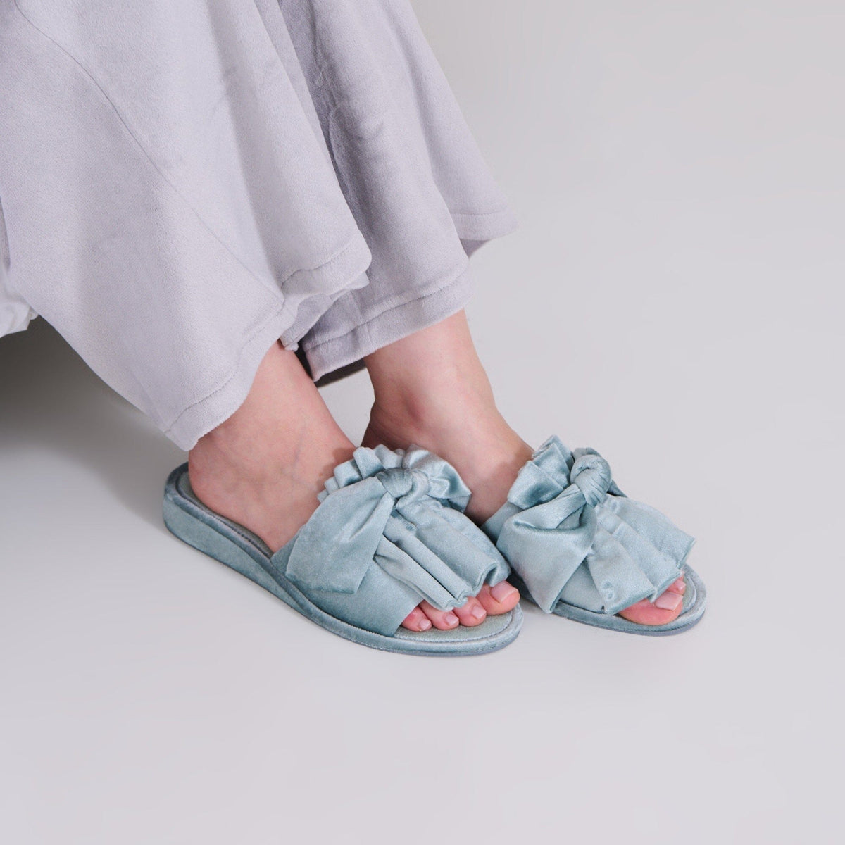 Velour Ribbon Room Shoes Mint
