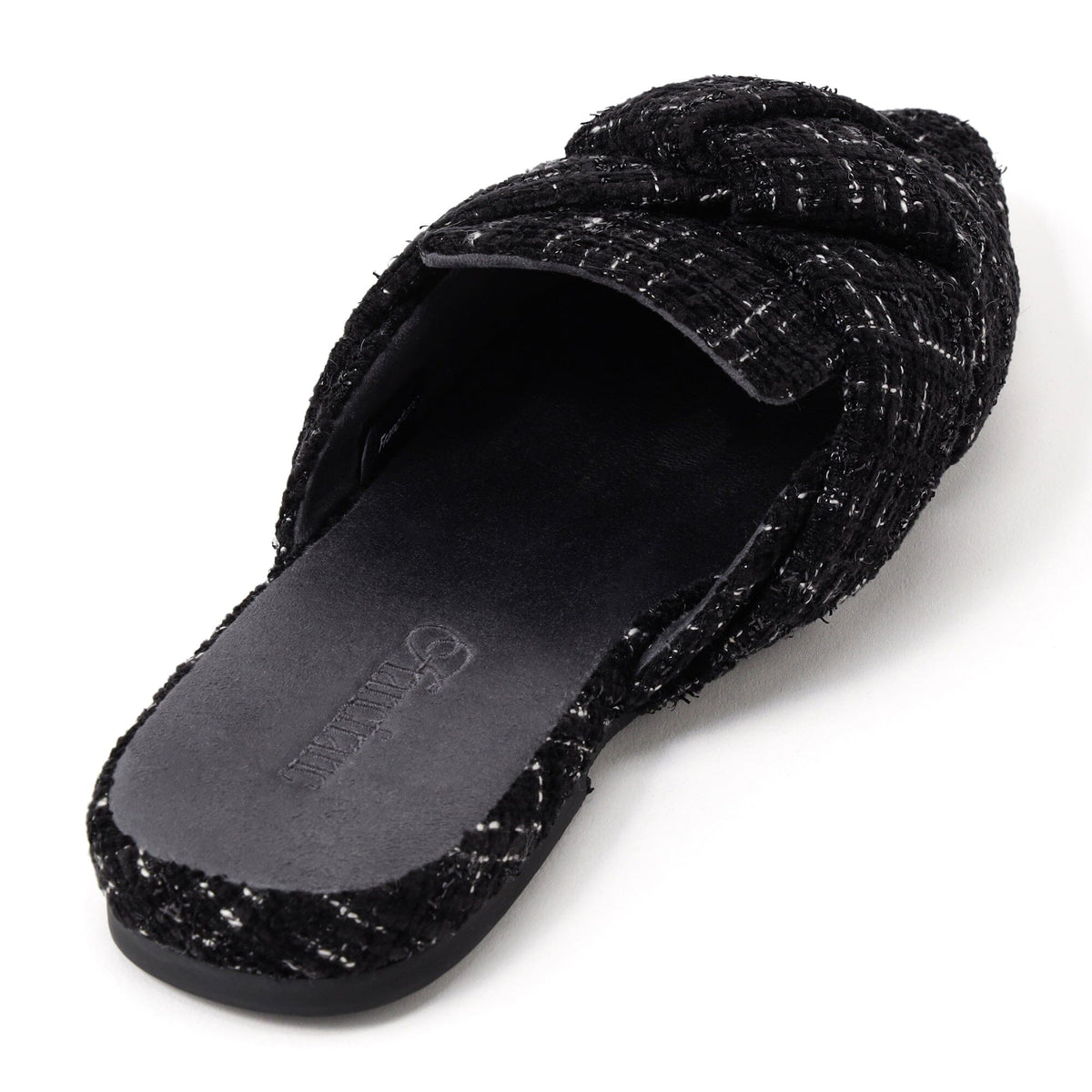Cross Tweed Room Shoes Black