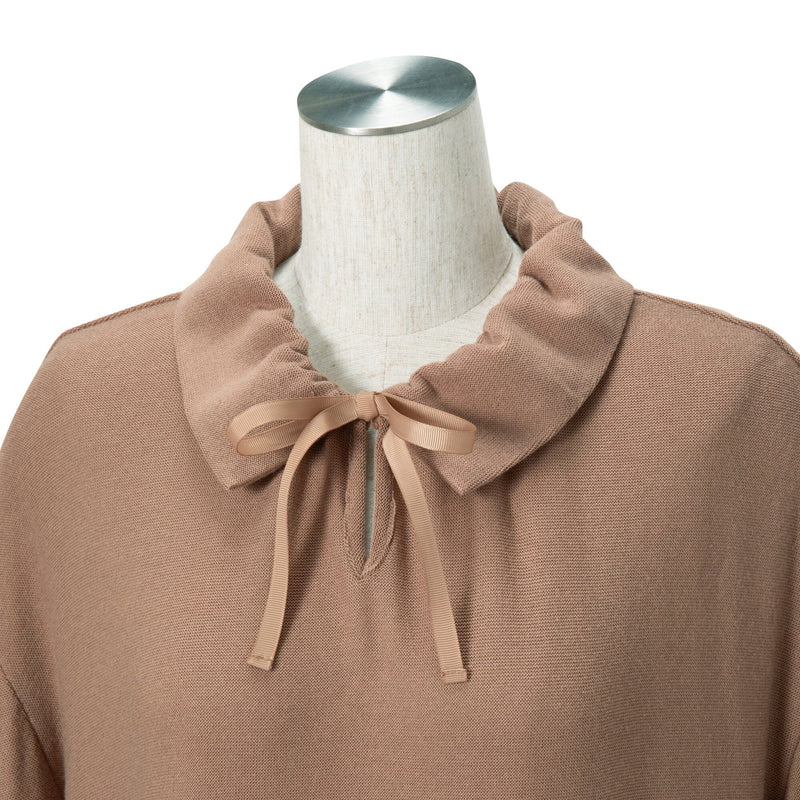 Ruffle Collar Knit Pajama Brown