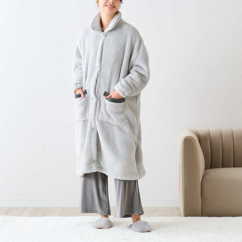 Warm Fleece Blanket Robe Grey