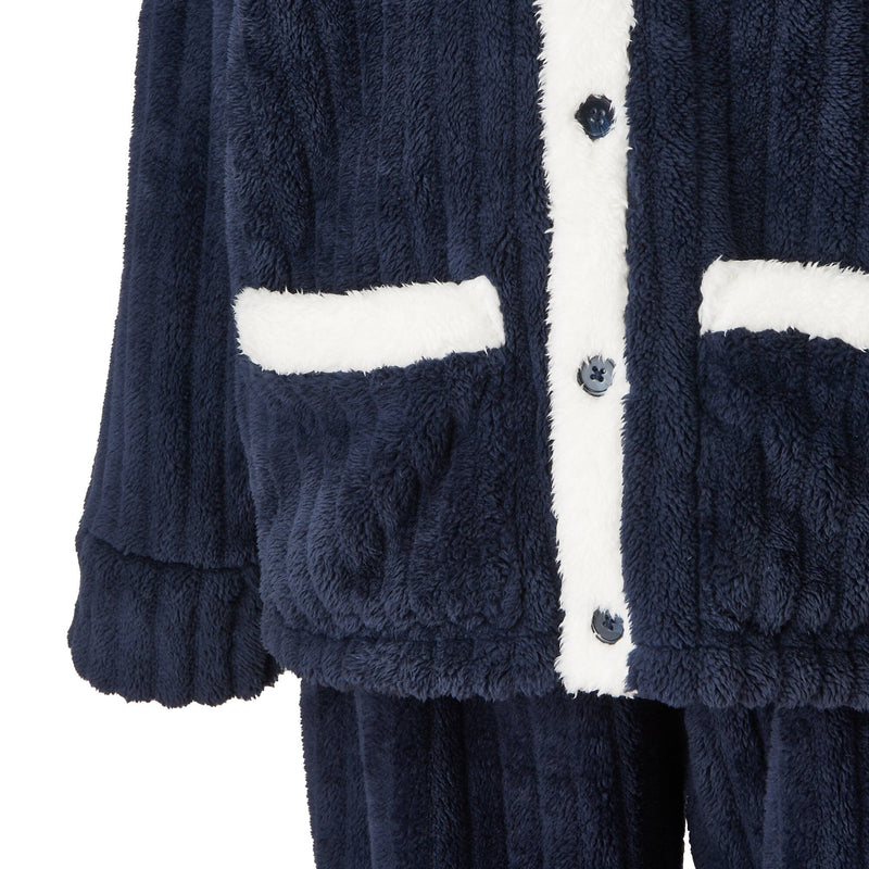 Warm Fleece Pajamas For Men Navy