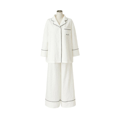 Logo Check Jacquard Pajamas With Embroidery White