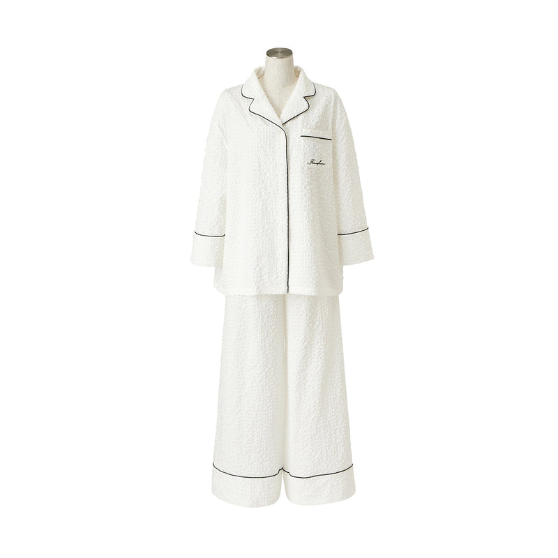 Logo Check Jacquard Pajamas With Embroidery White