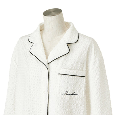 Logo Check Jacquard Pajamas With Embroidery White