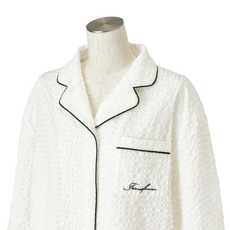 Logo Check Jacquard Pajamas With Embroidery White