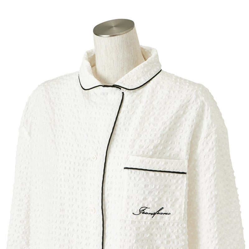 Logo Check Jacquard Pajamas With Embroidery White