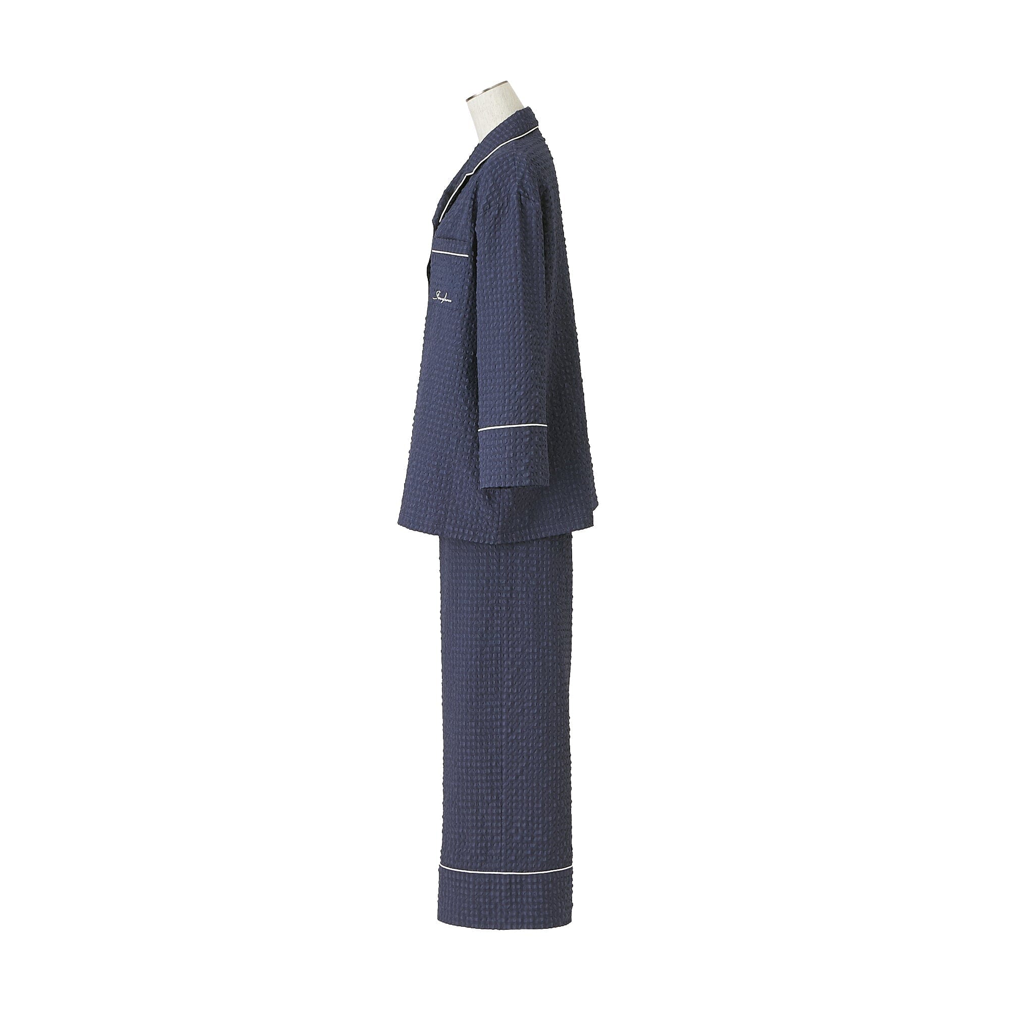 Logo Check Jacquard Pajamas With Embroidery Navy