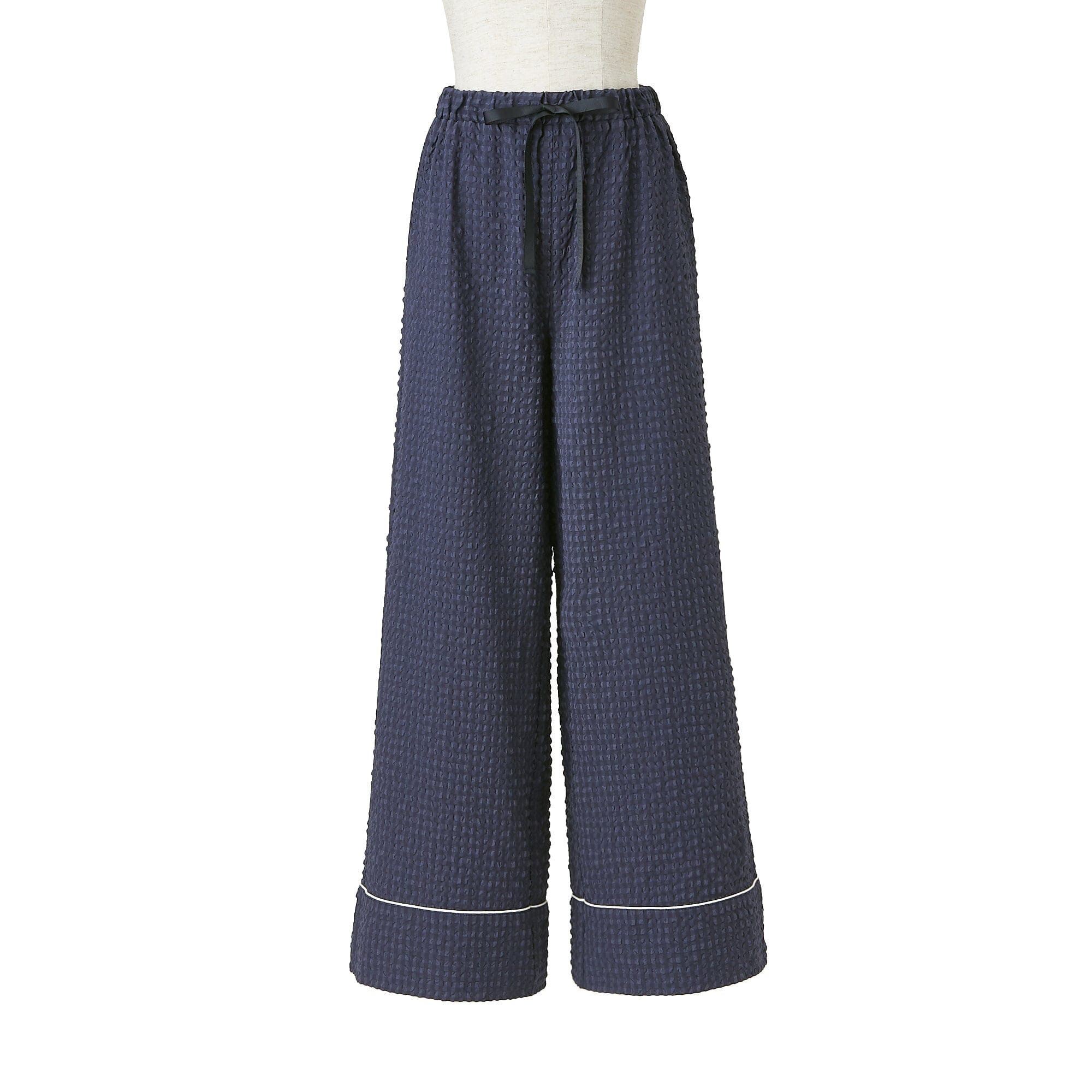Logo Check Jacquard Pajamas With Embroidery Navy