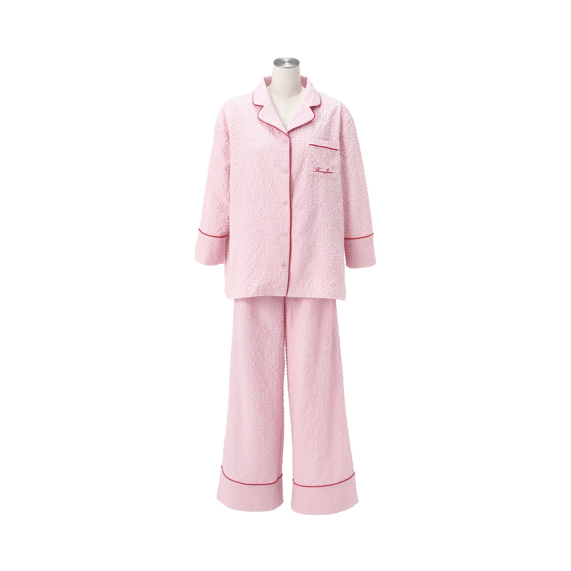 Logo Check Jacquard Pajamas With Embroidery Pink