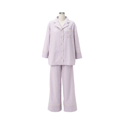 Logo Check Jacquard Pajamas With Embroidery Purple
