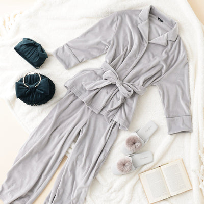 Hyaluronic Stretch Velour Pajama Gray