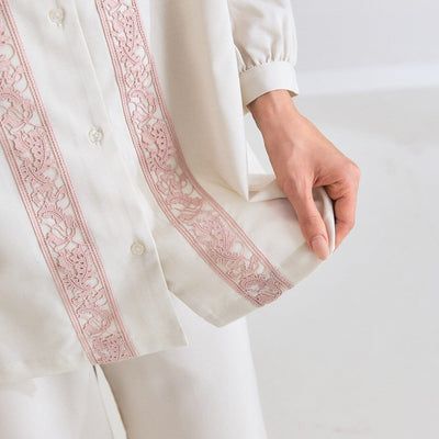 Temperature Control Lace Line Pajama Ivory